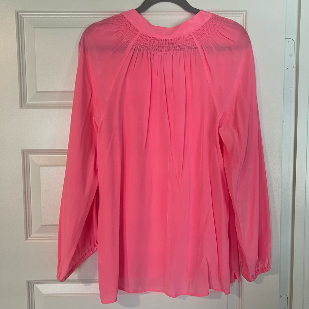 Lilly Pulitzer Elsa 100% Silk Blouse Pinking Positive Aura Pink - Picture 2 of 4